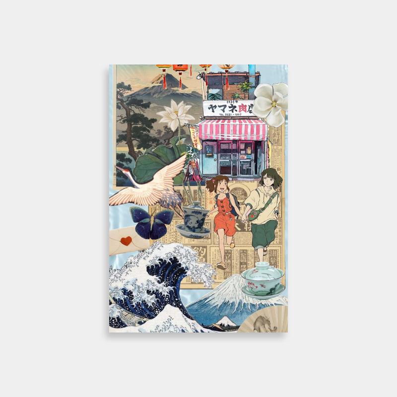 Japanese Art Collage Poster - Spirited Away Haku Ocean Scene