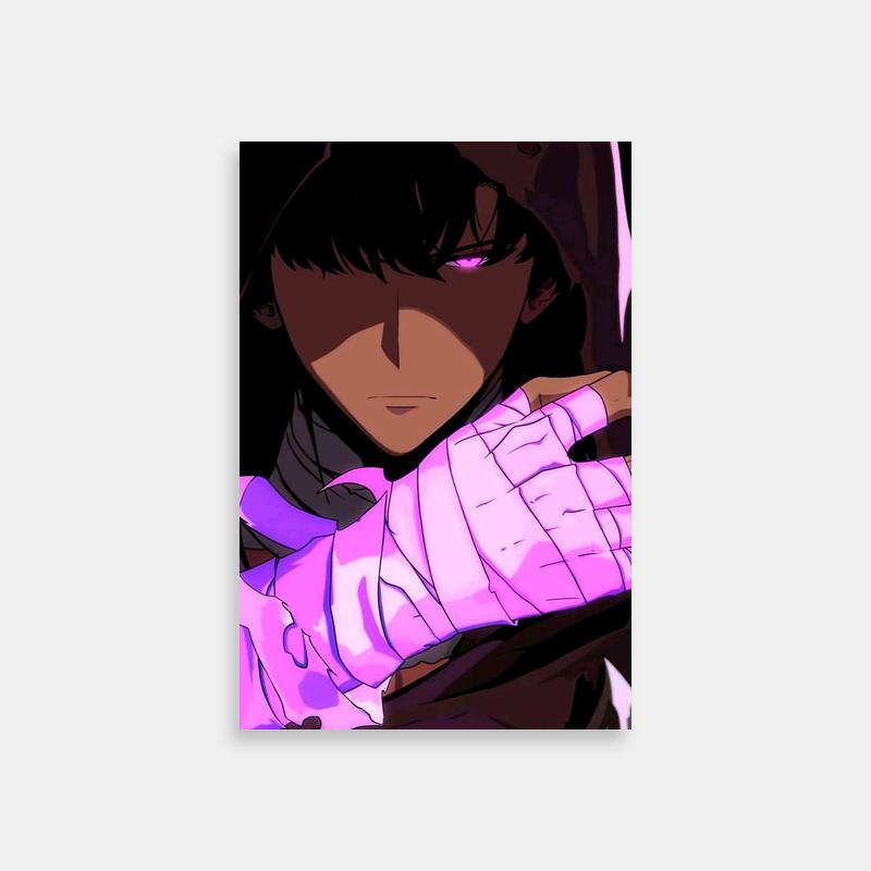 Solo Leveling Sung Jin-Woo Purple Eyes Poster - Gloved Character Art