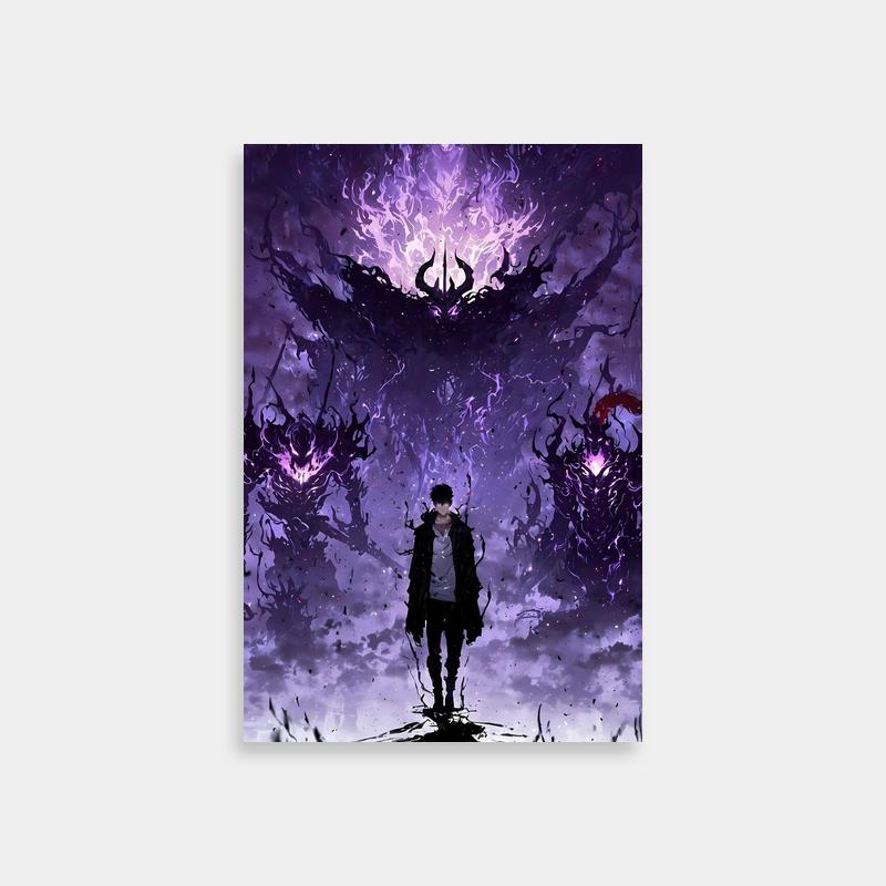 Igris Solo Leveling Poster - Purple Sky Battlefield Art